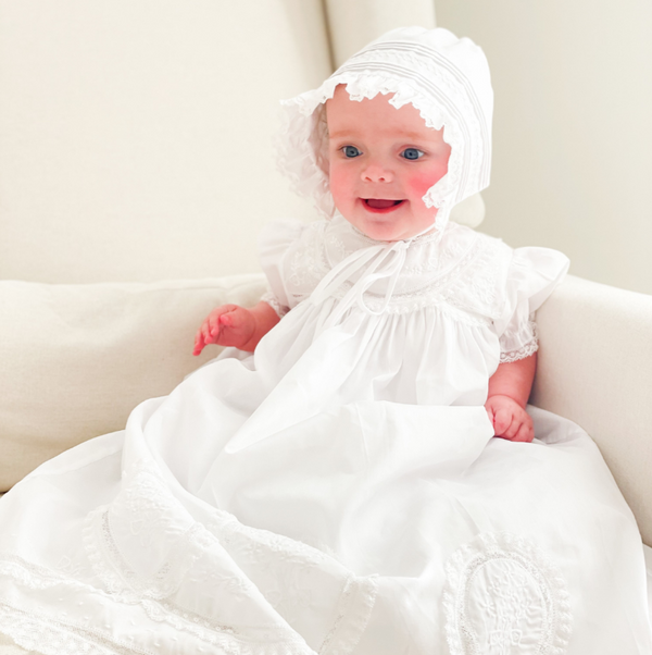 Girls Lacy Yoke Special Occasion Set - White