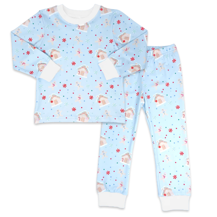 Sweet Pea PJ Set- Blue Gingerbread