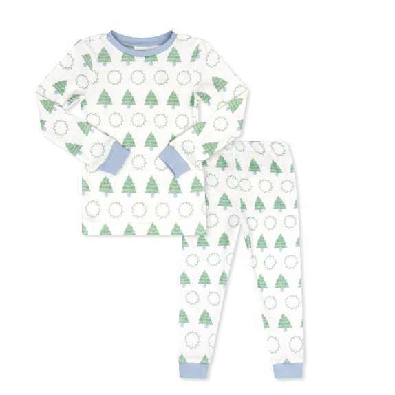 Sweet Pea PJ Set Oh Christmas Tree, Park Blue