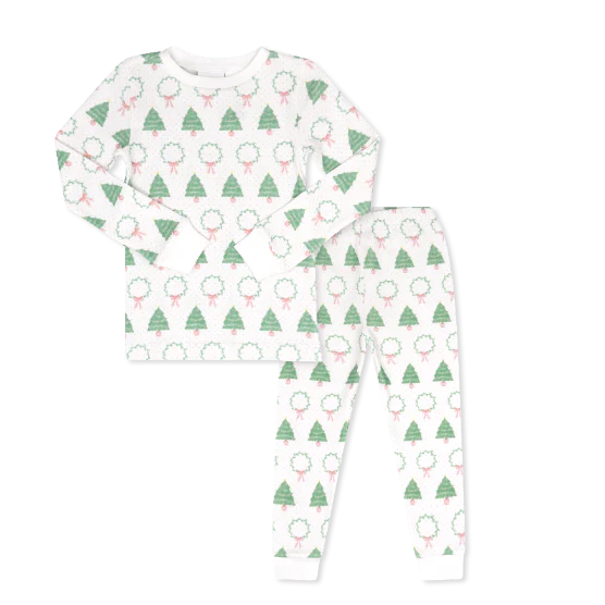 Sweet Pea PJ Set Oh Christmas Tree, Park White