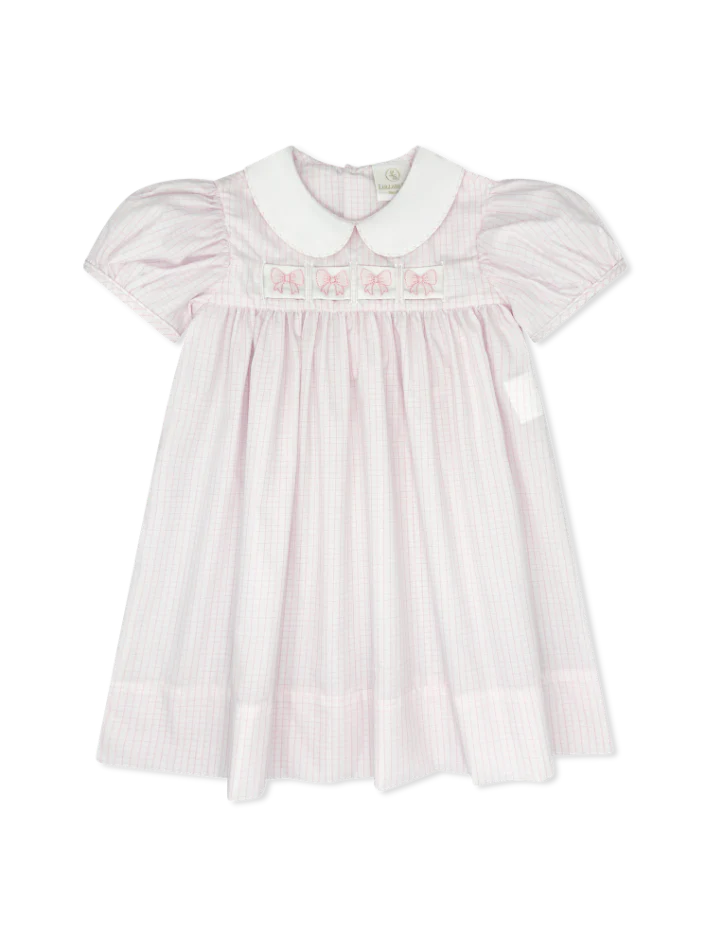 Ruth Ribbon Dress - Classic Pink Windowpane - Heart, Bunny, Bow