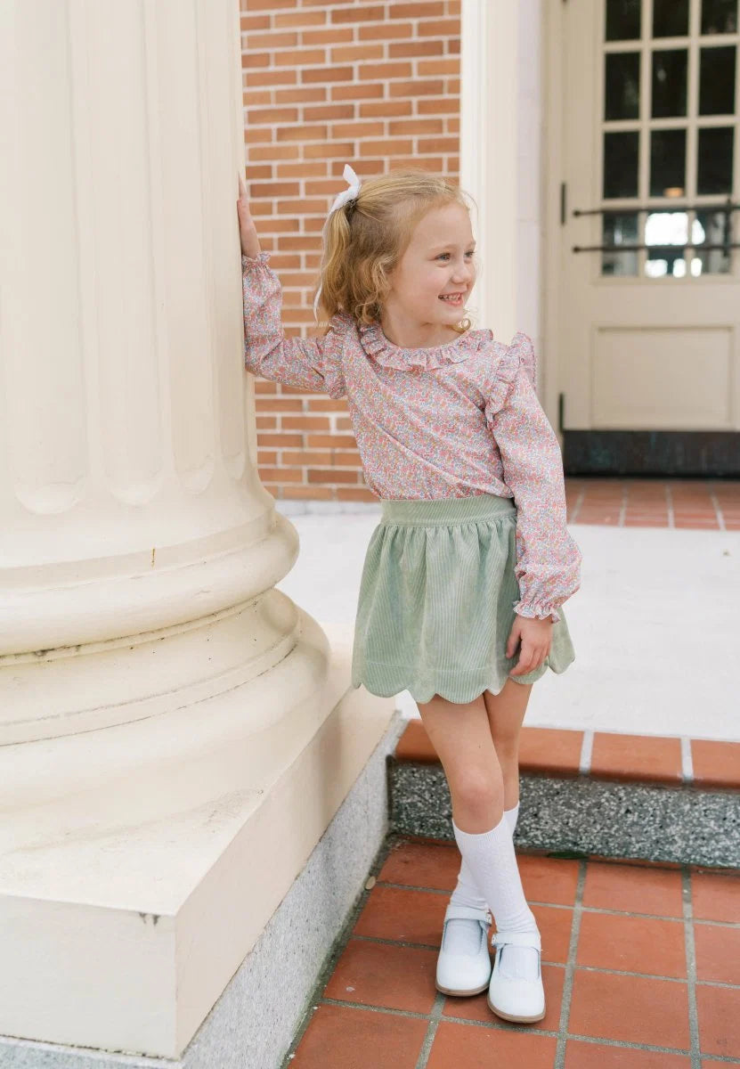 Susie Scallop Skirt - Sweetgrass Corduroy