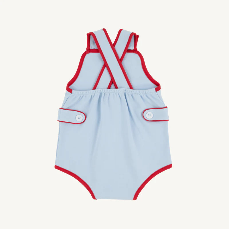 Skipper Sunsuit - Buckhead Blue with Richmond Red