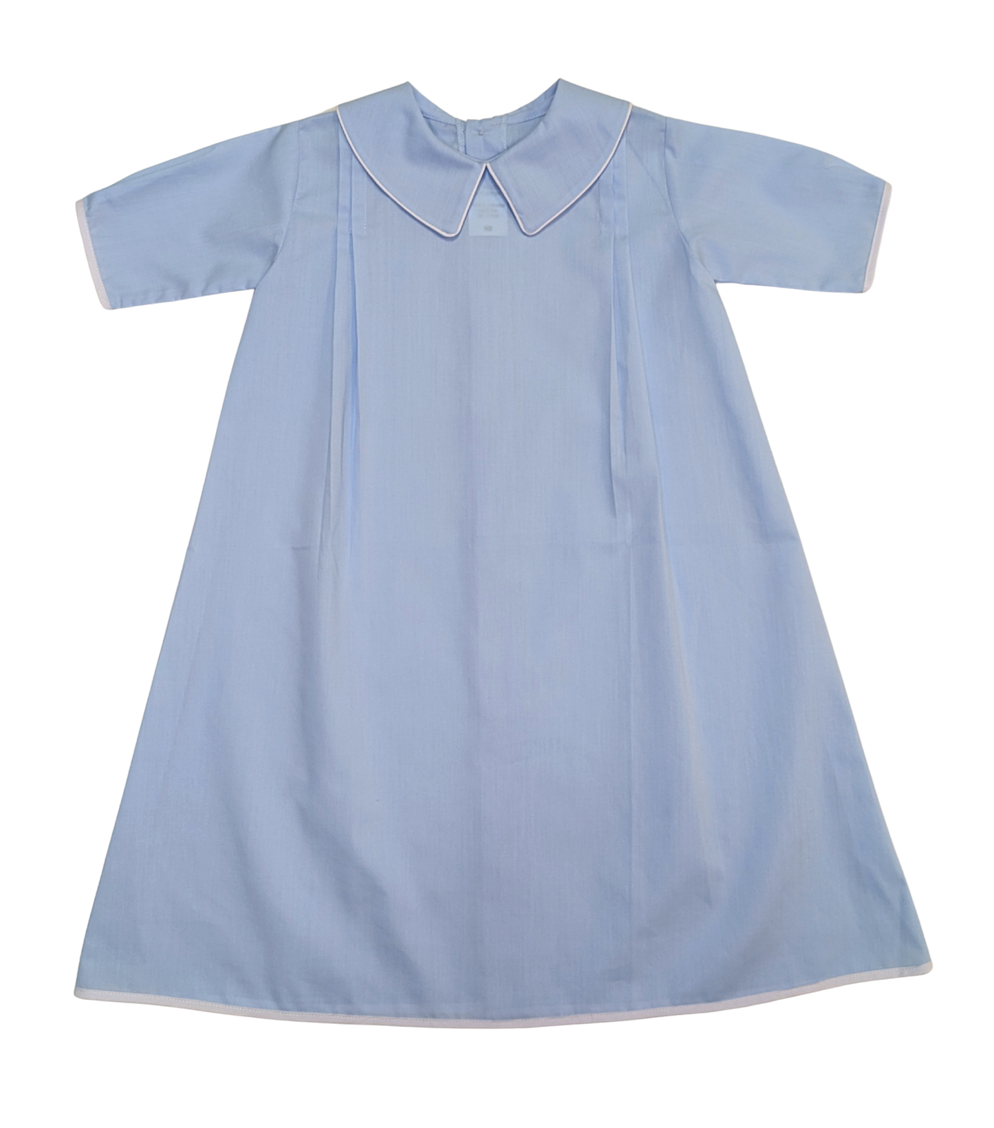 Solid Blue Collared Daygown with White Trim