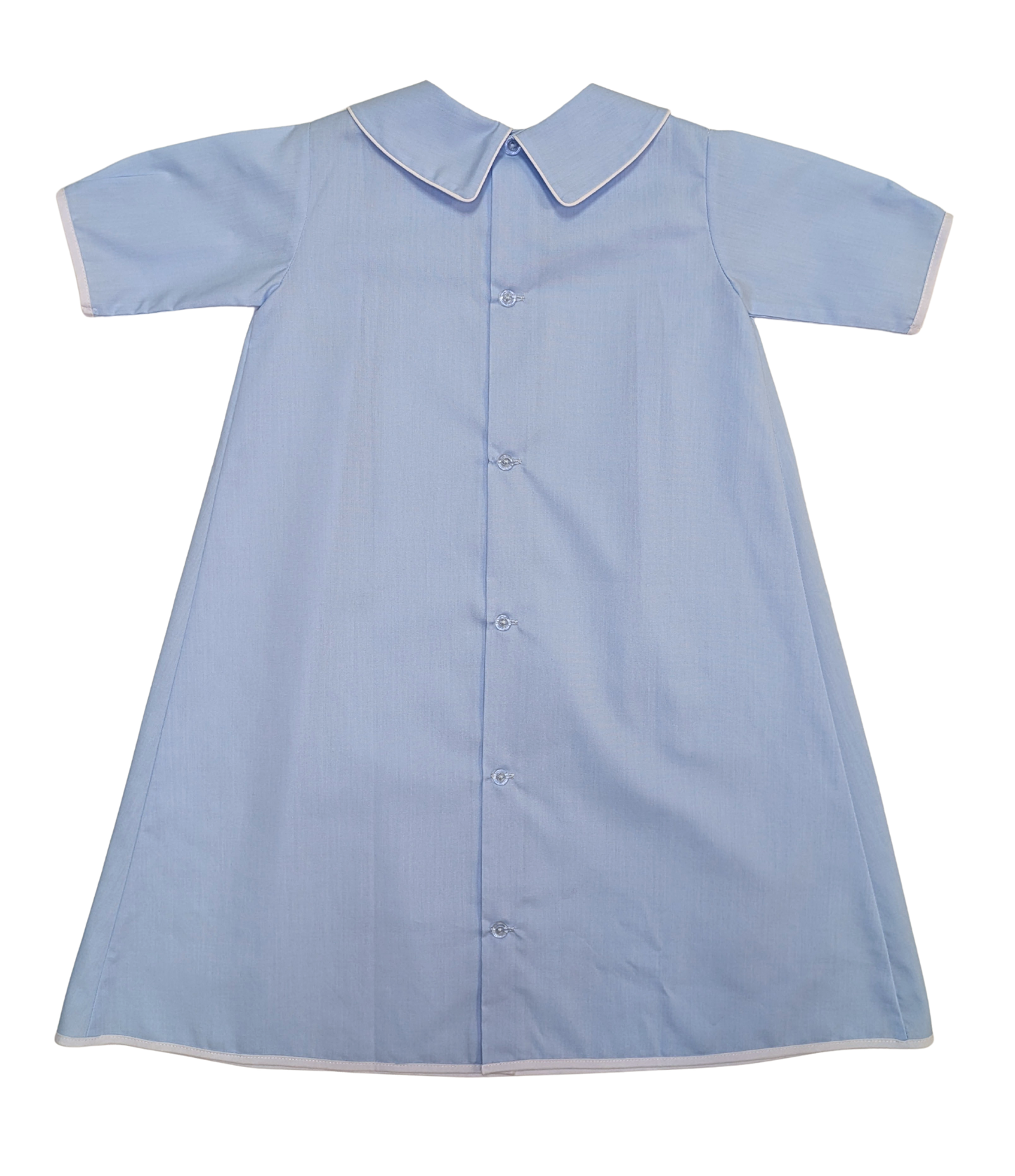 Solid Blue Collared Daygown with White Trim