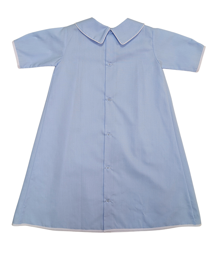Solid Blue Collared Daygown with White Trim