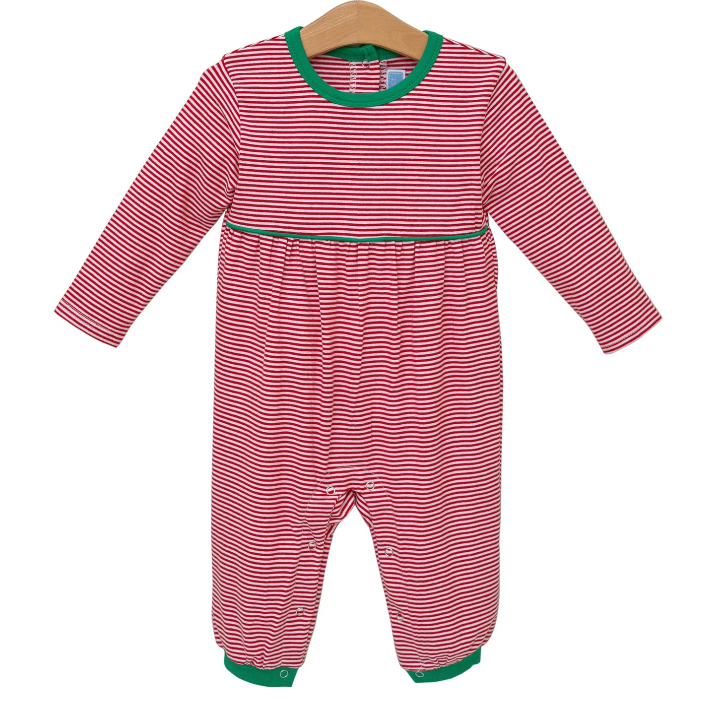 Bennett Romper - Red Stripe/Green