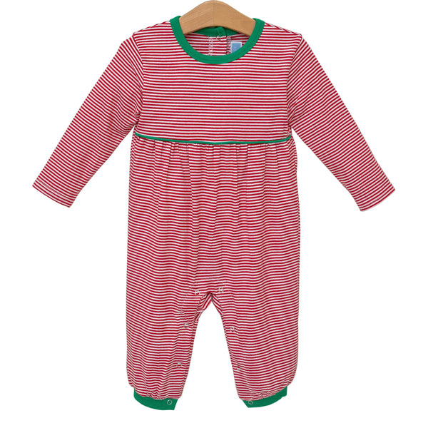 Bennett Romper - Red Stripe/Green