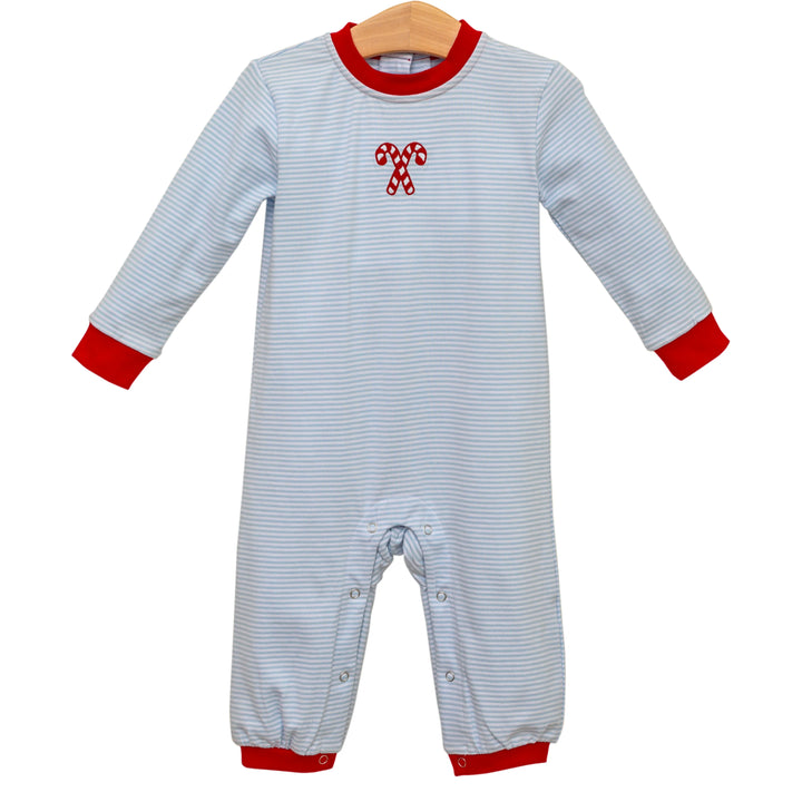 Candy Cane Embroidery Romper
