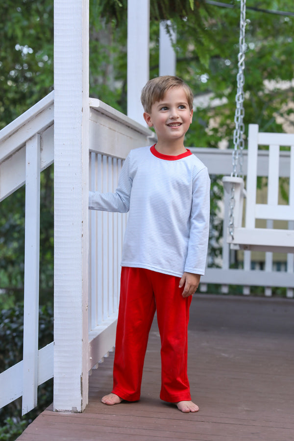 Miller Pants Set - Light Blue Stripe/Red