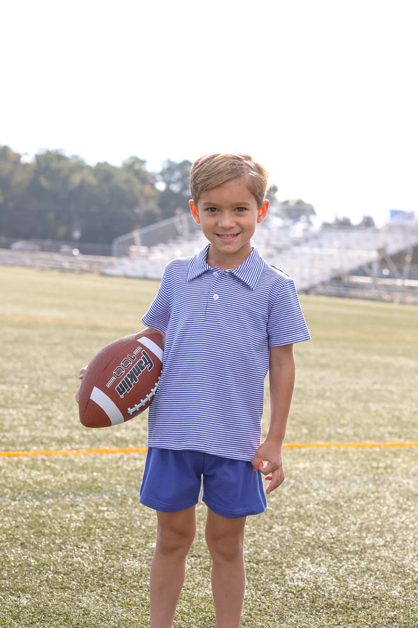 Henry Game Day Polo- Royal Blue Stripe