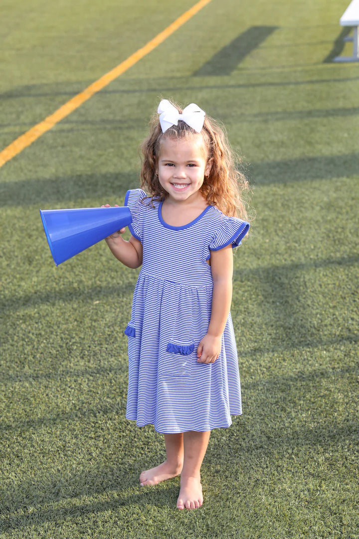 Lucy Game Day Dress- Royal Blue Stripe