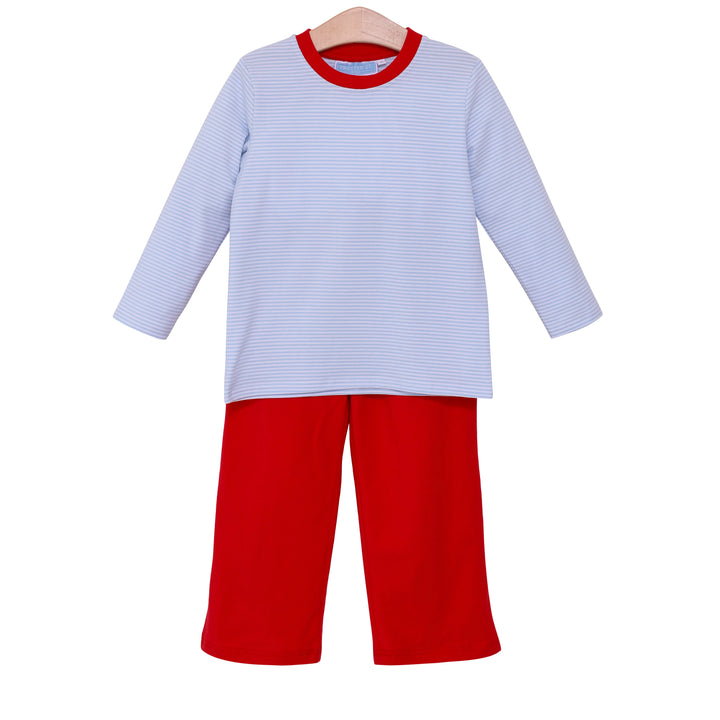 Miller Pants Set - Light Blue Stripe/Red