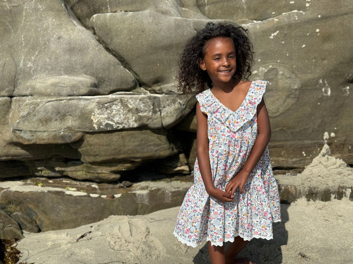 Willa Dress - Blue Retro Floral