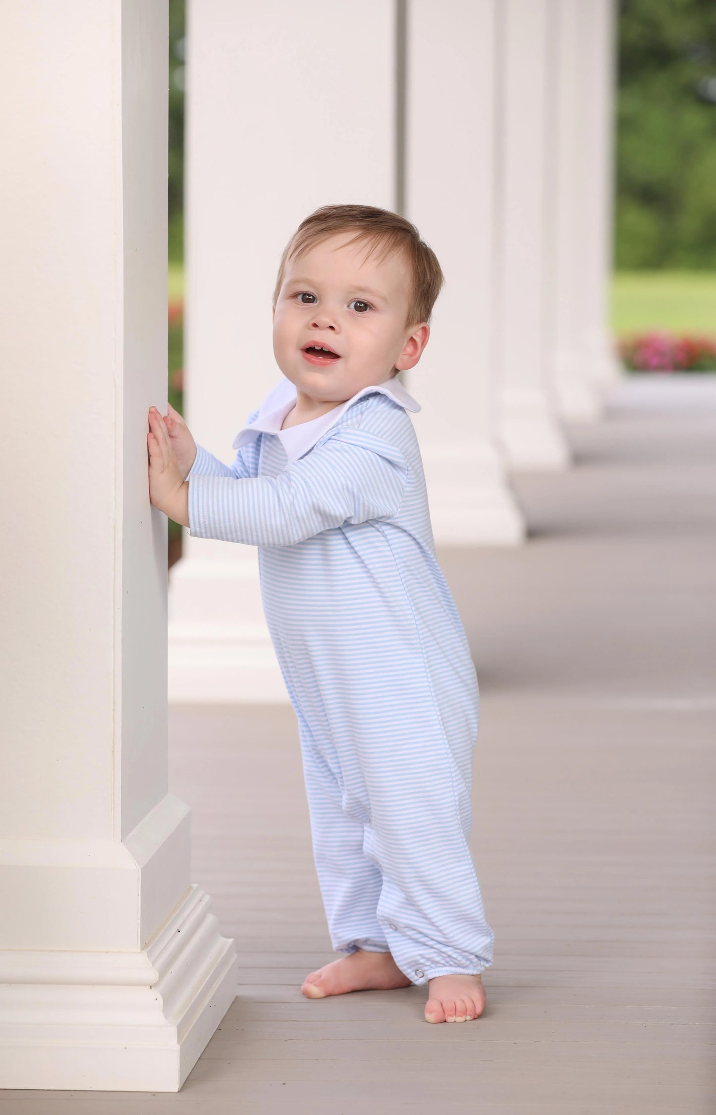 William Romper- Light Blue Stripe