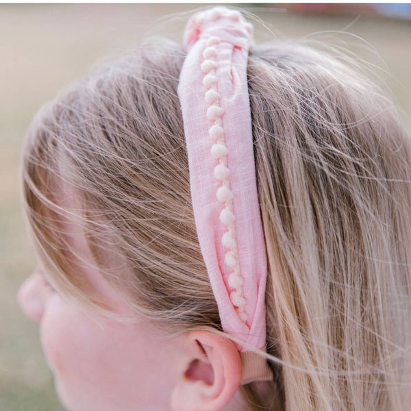 Preppy Pom Knot Headband - Light Pink