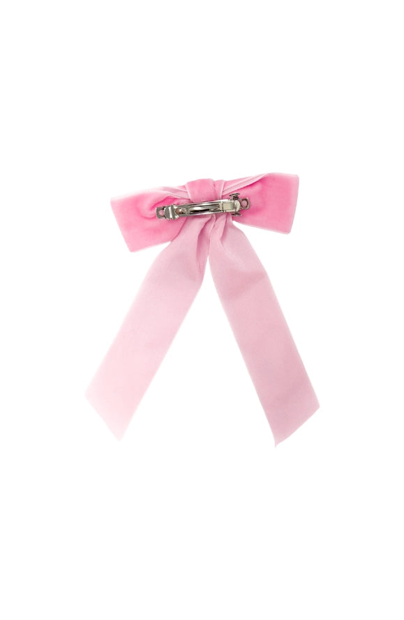 Velvet Long-Tailed Bow Barrette