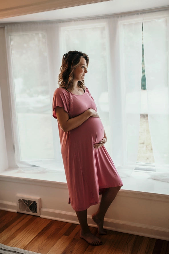 Rose Maternity Mommy Labor and Delivery/ Nursing Gown