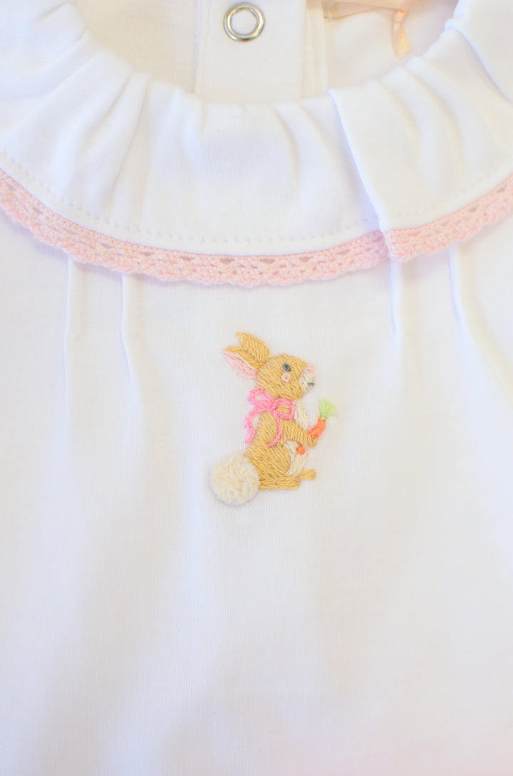 Little Hop - Girl White Tee and Printed Diaper Cover Set