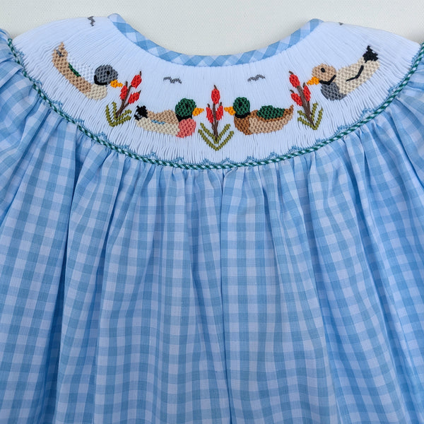 Mallard Duck Smocked Bishop Dress