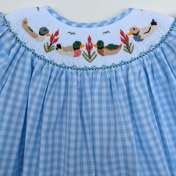 Mallard Duck Smocked Bishop Dress