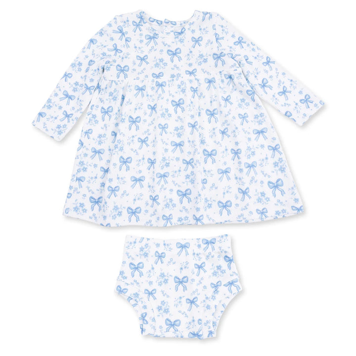 Blue Bows & Flowers Simple Dress/Bloomers