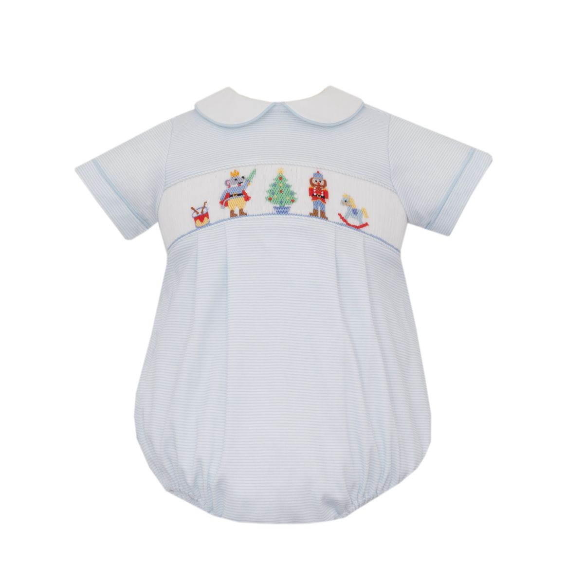 Light Blue stripe knit boy's short bubble S/S- Nutcracker boy
