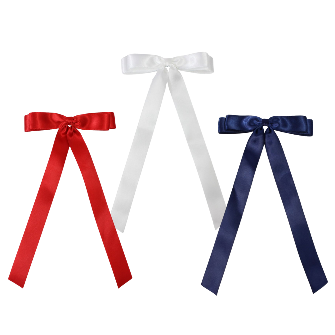 SATIN LAYERED TAIL BOW ON ALLIGATOR CLIP -7/8"
