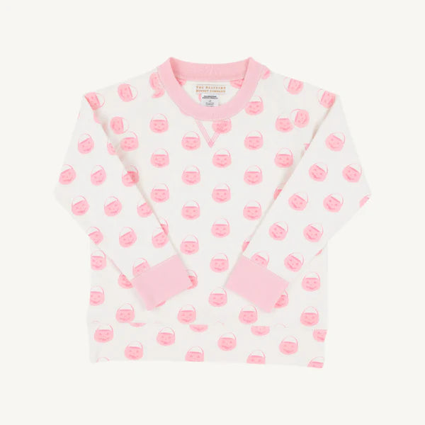 Cassidy Comfy Crewneck - Vintage-Prep Pumpkin Pails with Sandpearl Pink
