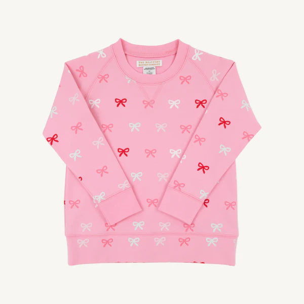 Cassidy Comfy Crewneck Girl - Bitty Bows/Hamptons Hot Pink