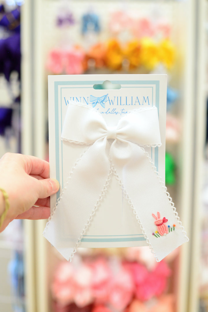 Medium White Long Tail Moonstitch - Bunny