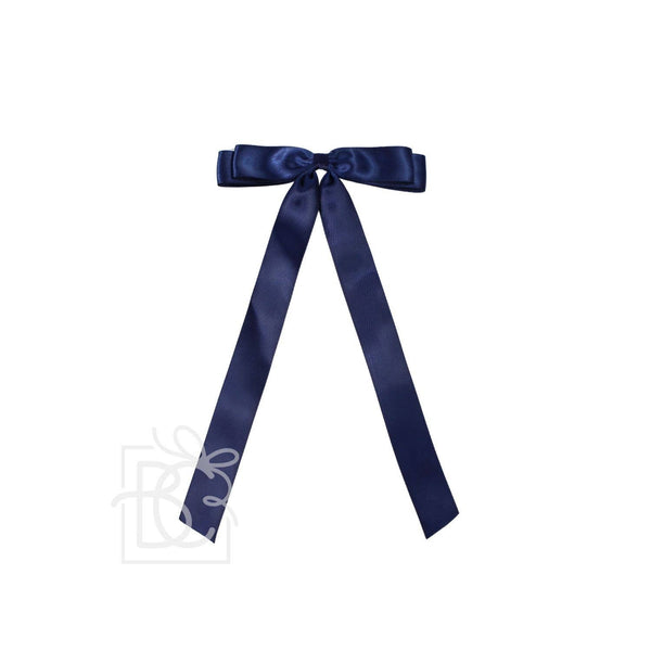 SATIN LAYERED TAIL BOW ON ALLIGATOR CLIP -7/8"