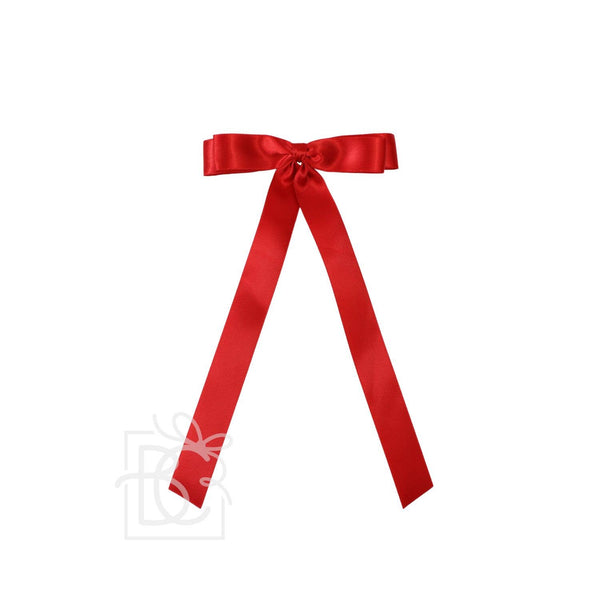 SATIN LAYERED TAIL BOW ON ALLIGATOR CLIP -7/8"