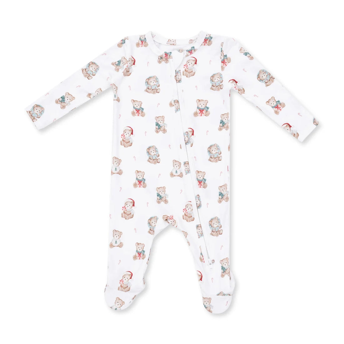 Christmas Teddy Bears Uni 2 Way Zipper Footie