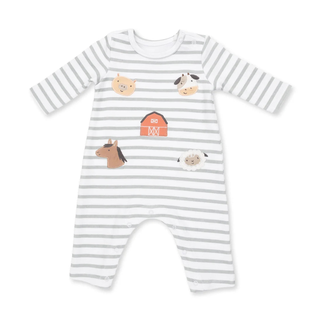 Cows Blue Long Sleeve Snap Shoulder Romper