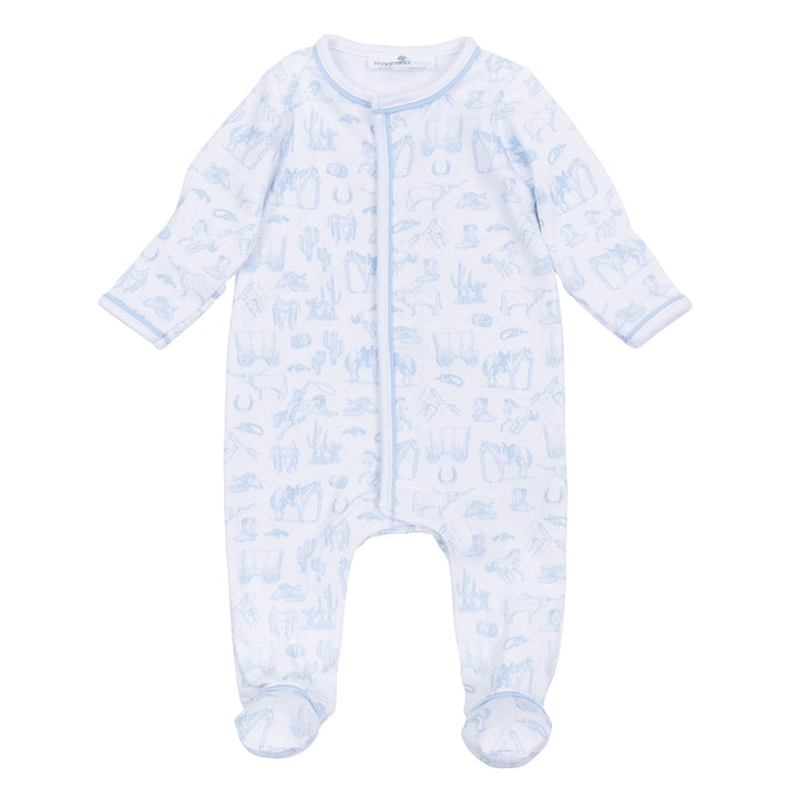 Wild West Toile Footie Blue