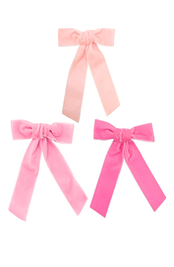 Velvet Long-Tailed Bow Barrette