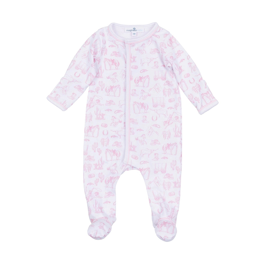 Wild West Toile Footie Pink