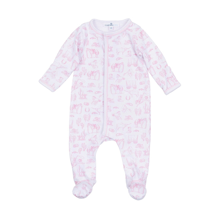 Wild West Toile Footie Pink