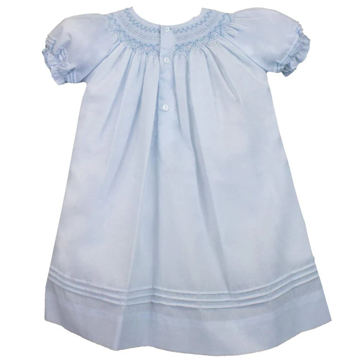 Daygown with Heart Smocking & Pearls - Blue