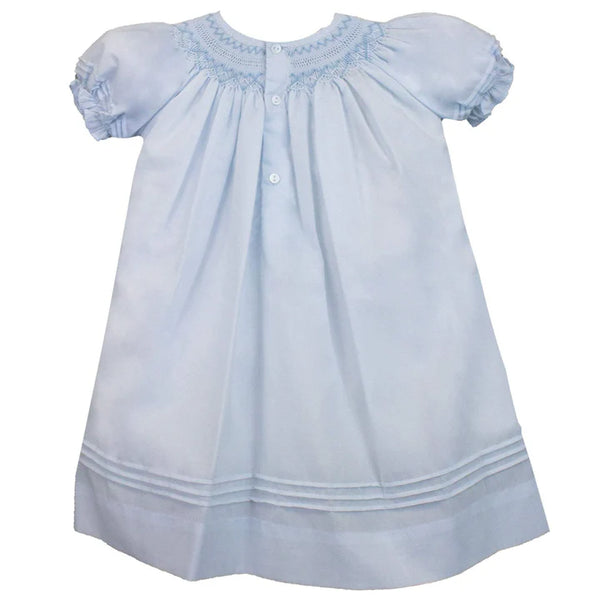 Daygown with Heart Smocking & Pearls - Blue