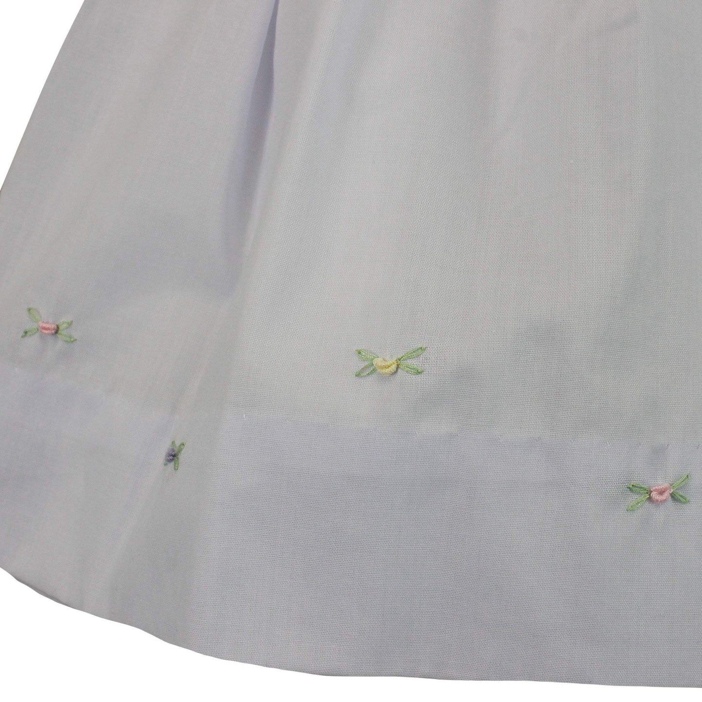 White Smocked Daydress and Hat with Raglan Sleeves and Embroidered Hem