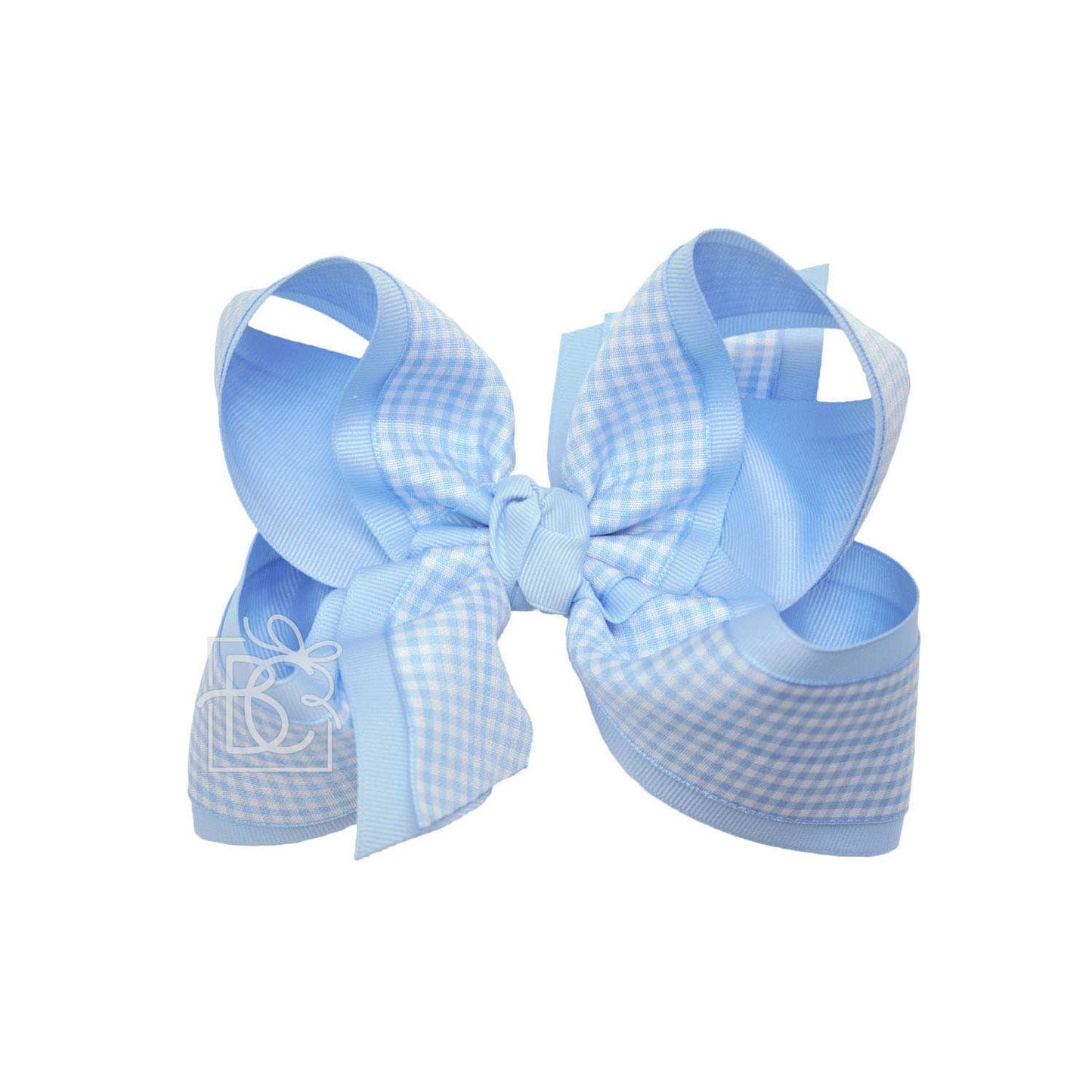 Large Layered Gingham/Grosgrain Bow on Clip