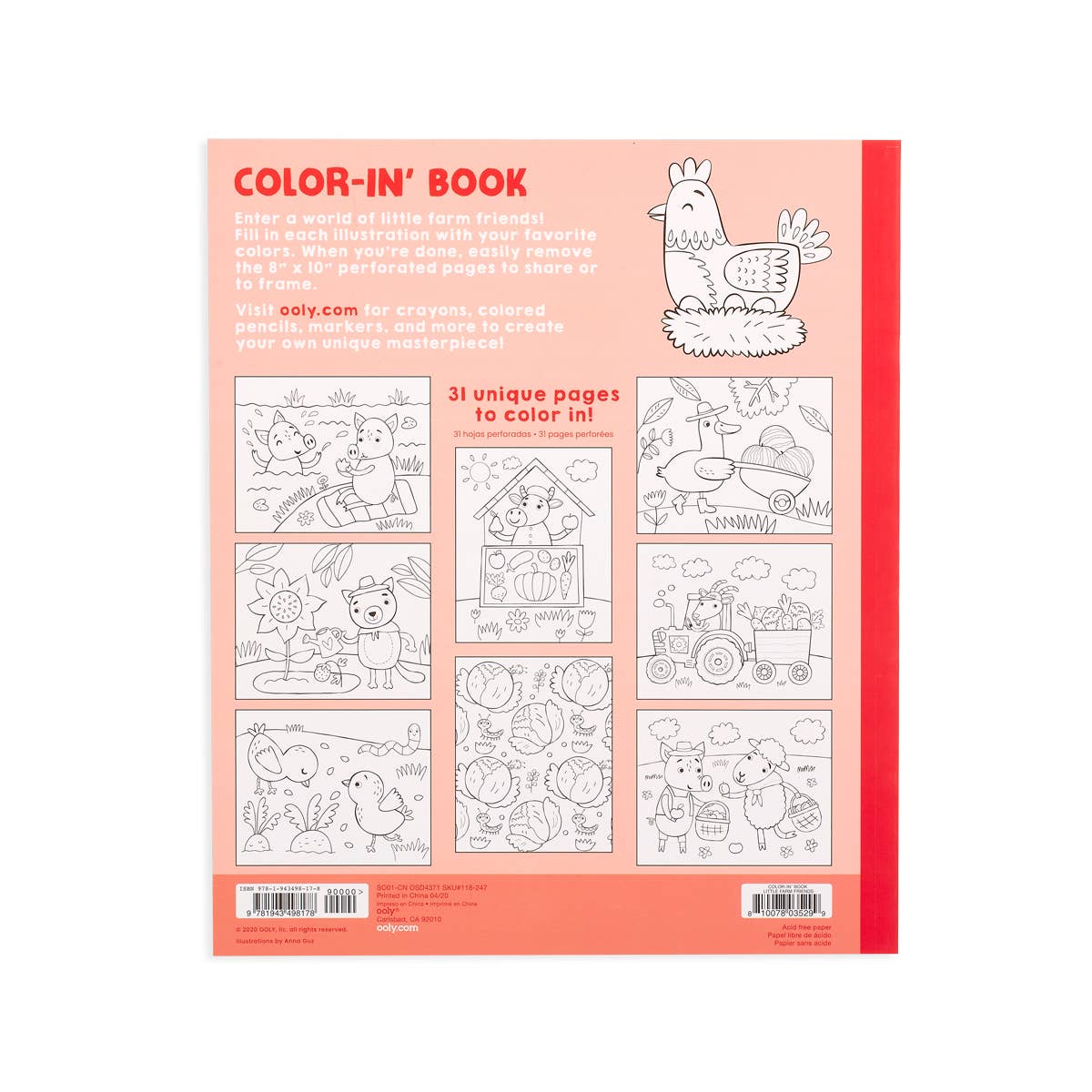 Color-in' Book: Little Farm Friends