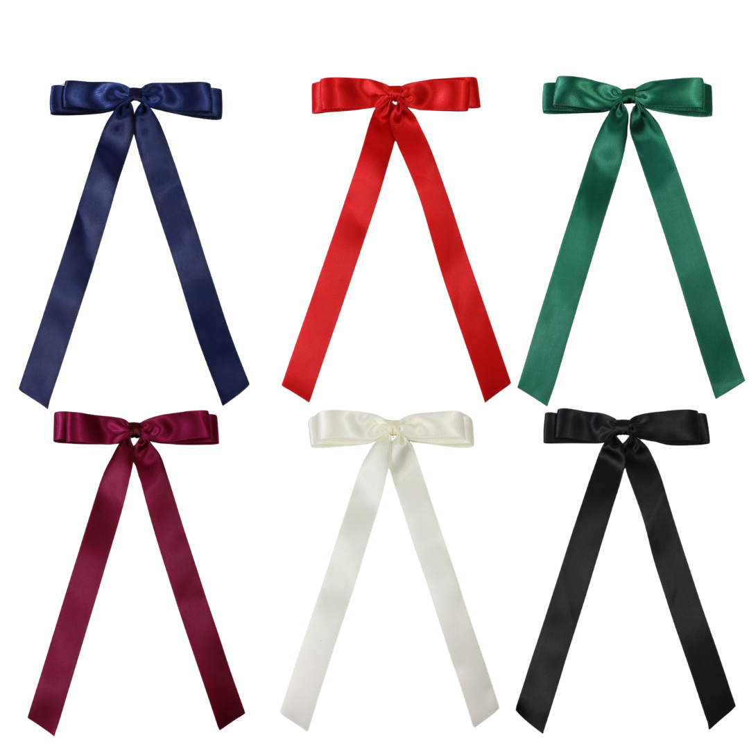SATIN LAYERED TAIL BOW ON ALLIGATOR CLIP -7/8"