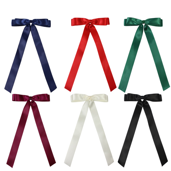 SATIN LAYERED TAIL BOW ON ALLIGATOR CLIP -7/8"