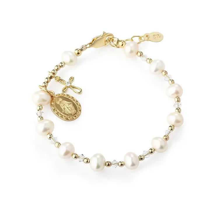 14K Gold-Plated First Communion Bracelet with Miraculous