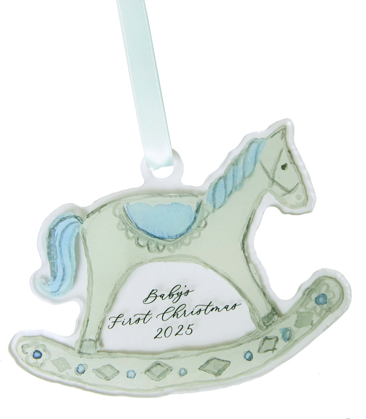 Blue-Baby’s First Christmas 2025 Rocking Horse Ornament