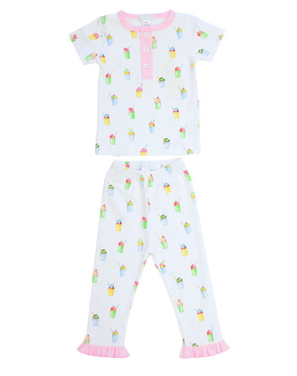 Girl's Pima Snoball Short Sleeve Long Pants Pajamas