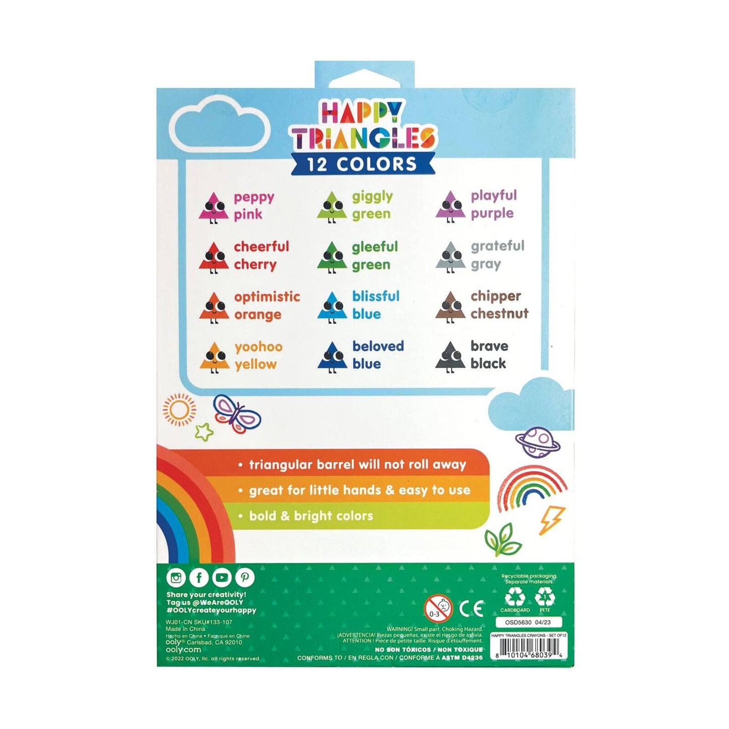 Happy Triangles Jumbo Crayons - Set of 12